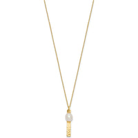 14K Yellow Gold Brushed & Hammered Freshwater Rice Pearl Necklace - 6-7mm by Monteluci Fine Jewelry