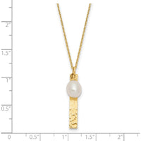 14K Yellow Gold Brushed & Hammered Freshwater Rice Pearl Necklace - 6-7mm by Monteluci Fine Jewelry