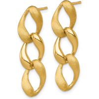 14K Yellow Gold Brushed and Polished 8.8mm Fancy Link Dangle Earrings by 0