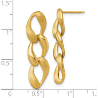 14K Yellow Gold Brushed and Polished 8.8mm Fancy Link Dangle Earrings by 0