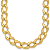 14K Yellow Gold Brushed and Polished 9mm Fancy Curb Link 17" Necklace by 0