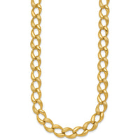 14K Yellow Gold Brushed and Polished 9mm Fancy Curb Link 17" Necklace by 0