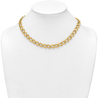 14K Yellow Gold Brushed and Polished 9mm Fancy Curb Link 17" Necklace by 0