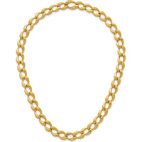 14K Yellow Gold Brushed and Polished 9mm Fancy Curb Link 17" Necklace by 0