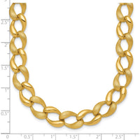 14K Yellow Gold Brushed and Polished 9mm Fancy Curb Link 17" Necklace by 0