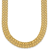 14K Yellow Gold Brushed and Polished Basket Weave Mesh Necklace - 17 Inches by 0