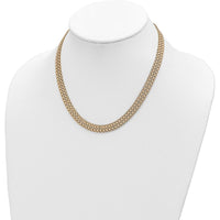 14K Yellow Gold Brushed and Polished Basket Weave Mesh Necklace - 17 Inches by 0