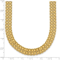 14K Yellow Gold Brushed and Polished Basket Weave Mesh Necklace - 17 Inches by 0