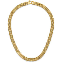 14K Yellow Gold Brushed and Polished Basket Weave Mesh Necklace - 17 Inches by 0