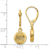14K Yellow Gold Brushed and Polished Diamond-Cut Circle Drop Earrings by 0