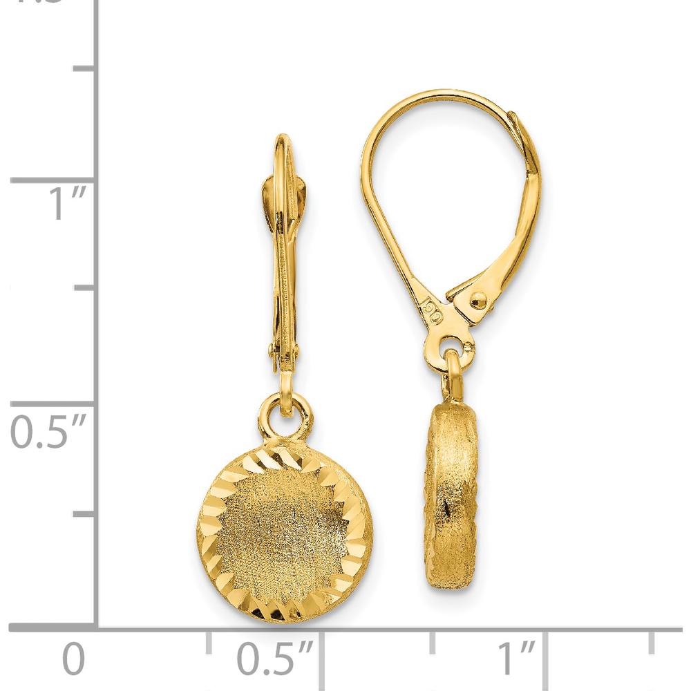 14K Yellow Gold Brushed and Polished Diamond-Cut Circle Drop Earrings by 0