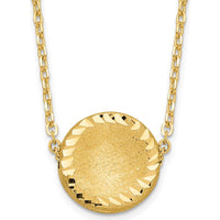 14K Yellow Gold Brushed and Polished Diamond-Cut Circle Pendant Necklace - 18" Cable Chain by 0