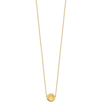 14K Yellow Gold Brushed and Polished Diamond-Cut Circle Pendant Necklace - 18" Cable Chain by 0
