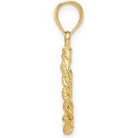 14K Yellow Gold Brushed and Polished Diamond-cut Virgin Mary Pendant by Oro Pregiato