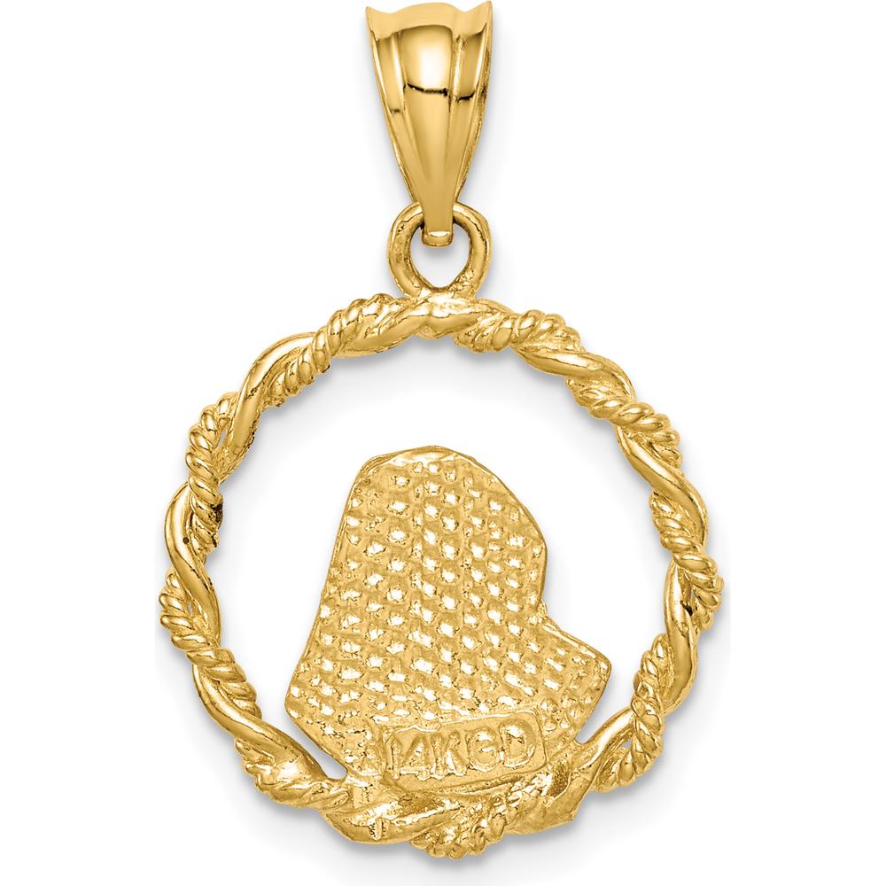 14K Yellow Gold Brushed and Polished Diamond-cut Virgin Mary Pendant by Oro Pregiato