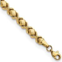 14K Yellow Gold Brushed and Polished Fancy Link Chain Bracelet - 7.5" Length by Oro Pregiato