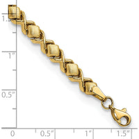 14K Yellow Gold Brushed and Polished Fancy Link Chain Bracelet - 7.5" Length by Oro Pregiato