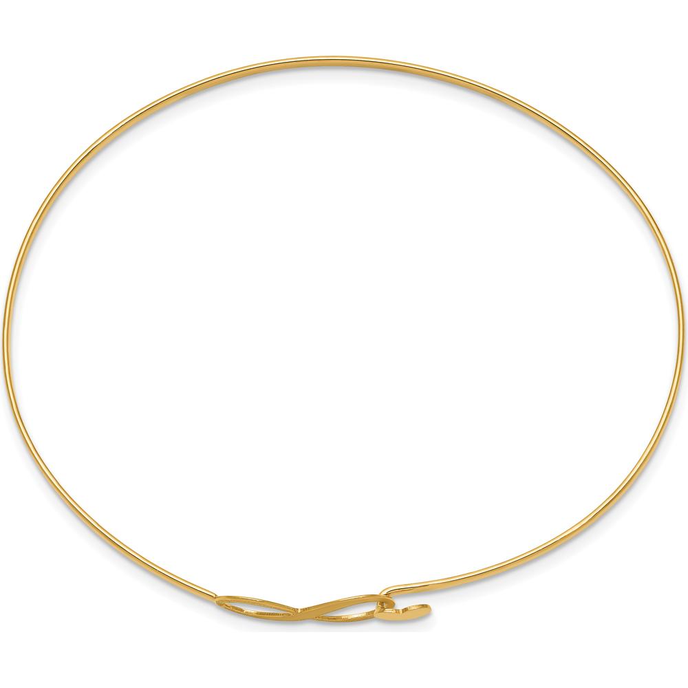14K Yellow Gold Brushed and Polished Infinity Heart Clasp Bangle Bracelet - 7in Length by Oro Pregiato