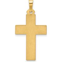 14K Yellow Gold Brushed and Polished Latin Cross Pendant - 31mm Length by Oro Pregiato