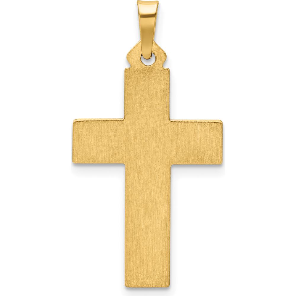 14K Yellow Gold Brushed and Polished Latin Cross Pendant - 31mm Length by Oro Pregiato