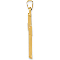 14K Yellow Gold Brushed and Polished Latin Cross Pendant - 35.5mm Length by Oro Pregiato