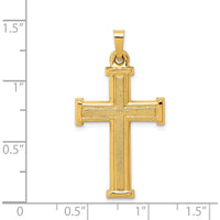 14K Yellow Gold Brushed and Polished Latin Cross Pendant - 35.5mm Length by Oro Pregiato