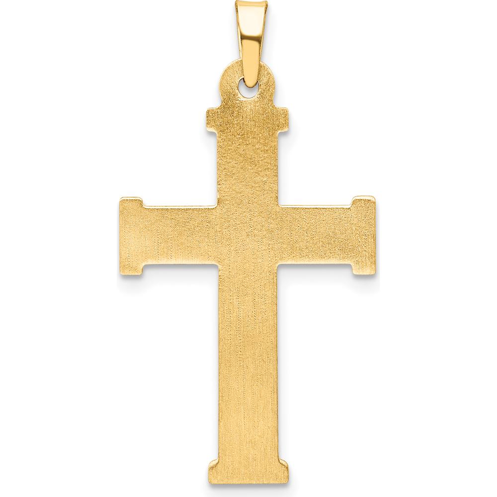 14K Yellow Gold Brushed and Polished Latin Cross Pendant - 35.5mm Length by Oro Pregiato
