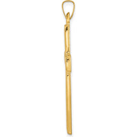 14K Yellow Gold Brushed and Polished Latin Cross Pendant - 39.3mm Length by Oro Pregiato