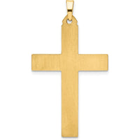 14K Yellow Gold Brushed and Polished Latin Cross Pendant - 39.3mm Length by Oro Pregiato