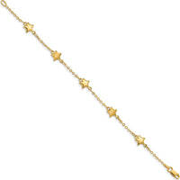 14K Yellow Gold Brushed and Polished Puffed Stars 5-Station Bracelet - 7" Length by Oro Pregiato