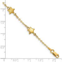 14K Yellow Gold Brushed and Polished Puffed Stars 5-Station Bracelet - 7" Length by Oro Pregiato