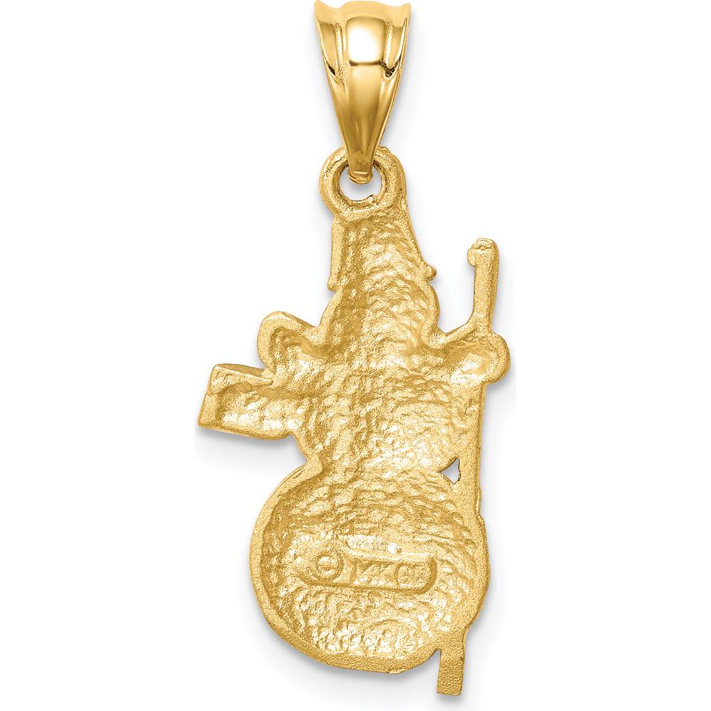 14K Yellow Gold Brushed and Polished Snowman Pendant with Diamond-Cut Detail by Oro Pregiato