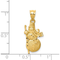 14K Yellow Gold Brushed and Polished Snowman Pendant with Diamond-Cut Detail by Oro Pregiato