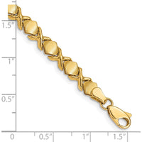 14K Yellow Gold Brushed and Polished X-Design 7" Chain Bracelet by 0