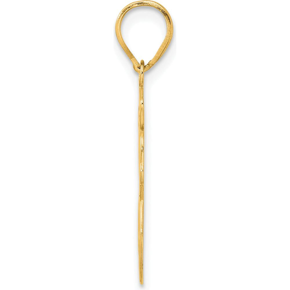 14K Yellow Gold Brushed Border Script Number 88 Pendant - Laser Cut Satin Finish by 0