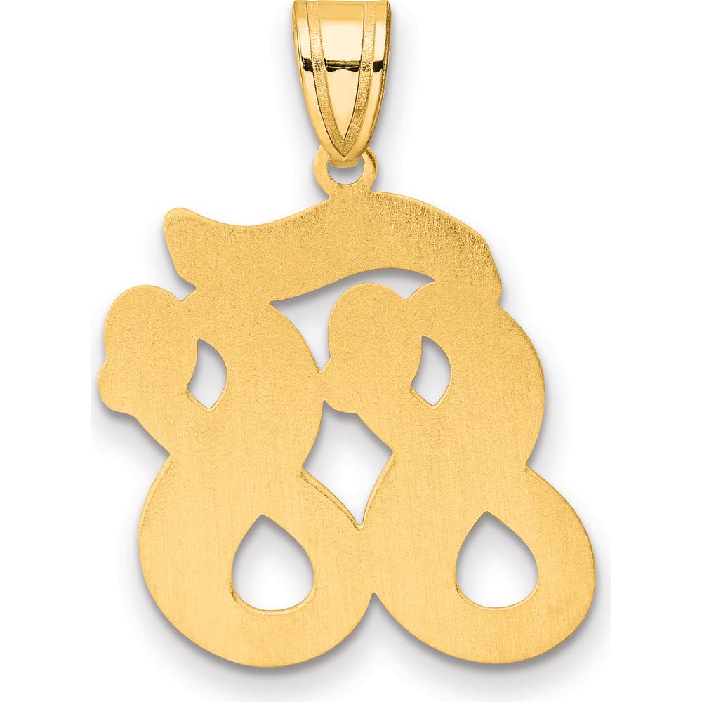 14K Yellow Gold Brushed Border Script Number 88 Pendant - Laser Cut Satin Finish by 0