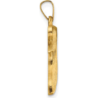 14K Yellow Gold Brushed Chai Symbol Pendant with Textured Finish - 24mm Length by Oro Pregiato