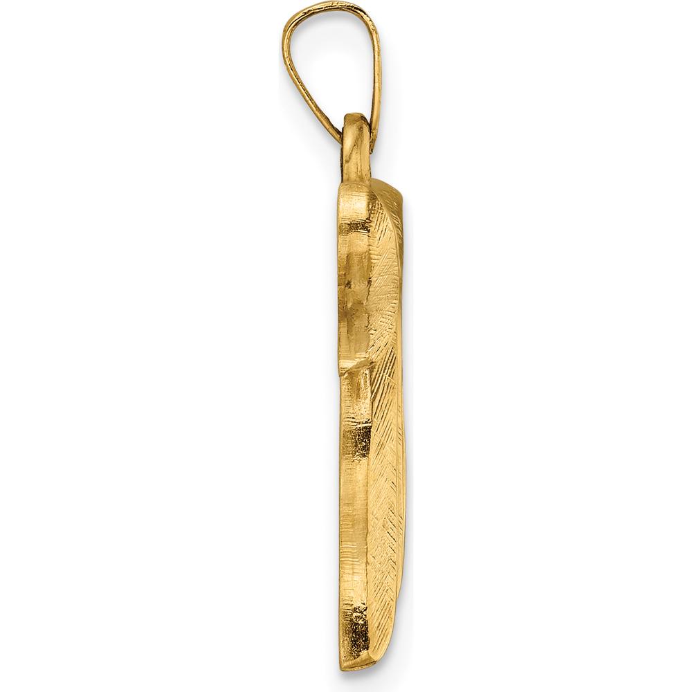14K Yellow Gold Brushed Chai Symbol Pendant with Textured Finish - 24mm Length by Oro Pregiato