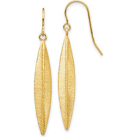 14K Yellow Gold Brushed Dangle Earrings with French Wire Closure - 40mm Length by 0