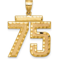 14K Yellow Gold Brushed Diamond-Cut "75" Pendant Charm by Oro Pregiato