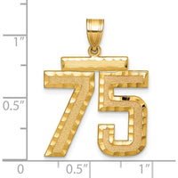 14K Yellow Gold Brushed Diamond-Cut "75" Pendant Charm by Oro Pregiato