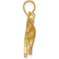14K Yellow Gold Brushed Diamond-Cut Alaskan Moose Pendant - 17.5mm Length by Oro Pregiato