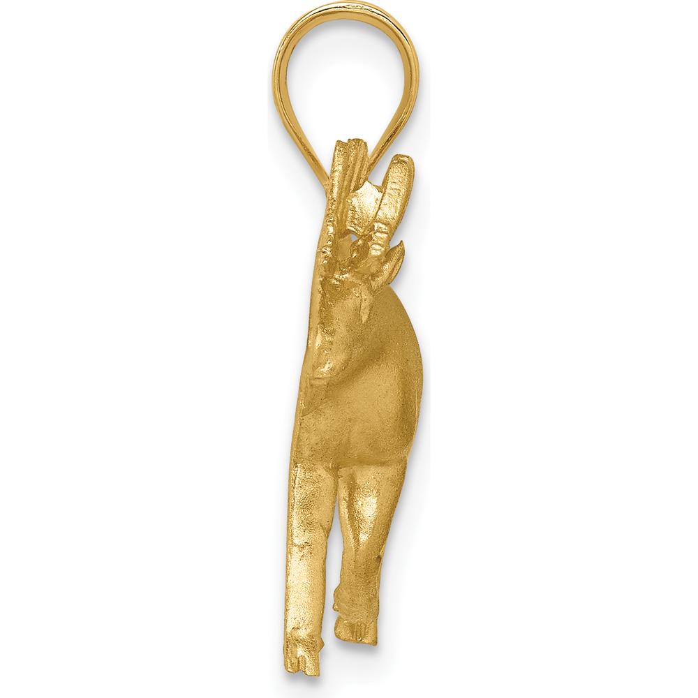 14K Yellow Gold Brushed Diamond-Cut Alaskan Moose Pendant - 17.5mm Length by Oro Pregiato