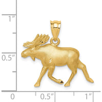 14K Yellow Gold Brushed Diamond-Cut Alaskan Moose Pendant - 17.5mm Length by Oro Pregiato