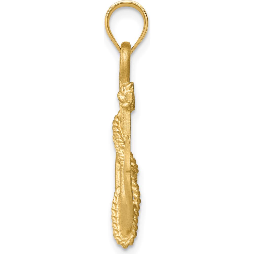 14K Yellow Gold Brushed Diamond-Cut Anchor with Rope Pendant - 28.2mm by Oro Pregiato