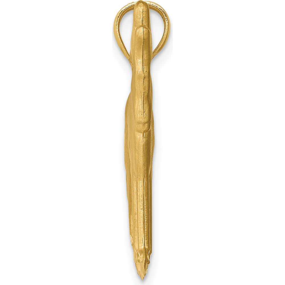 14K Yellow Gold Brushed Diamond-cut Howling Wolf Pendant - Solid Gold Wildlife Charm by Oro Pregiato