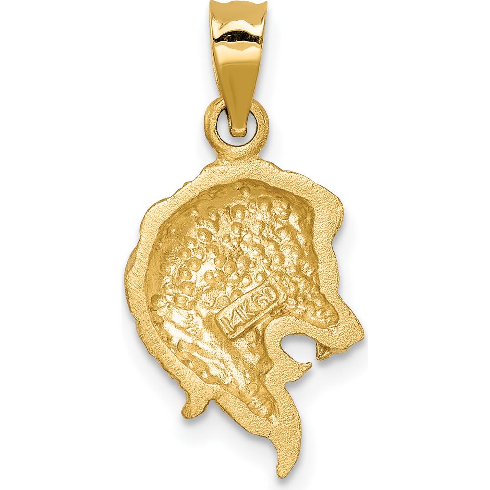 14K Yellow Gold Brushed Diamond-Cut Lion Head Pendant - 14mm x 10mm by Oro Pregiato