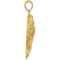 14K Yellow Gold Brushed Diamond-Cut Lion Head Pendant - 25.5mm Length by Oro Pregiato