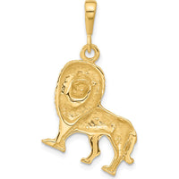 14K Yellow Gold Brushed Diamond-Cut Lion Pendant Charm by Oro Pregiato