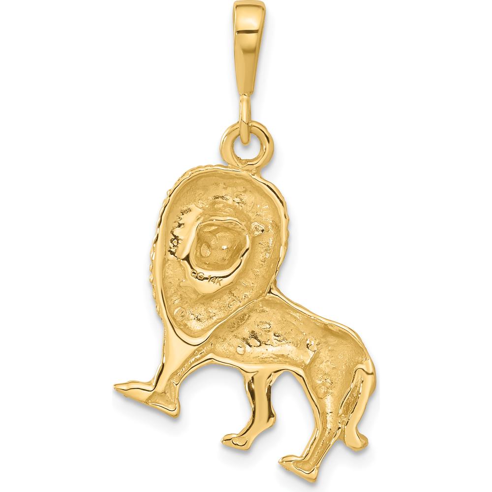 14K Yellow Gold Brushed Diamond-Cut Lion Pendant Charm by Oro Pregiato